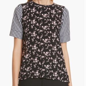 No. 21 Black Floral and Checkered Blouse